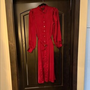 Ann Taylor Dark Red Long Sleeve Dress